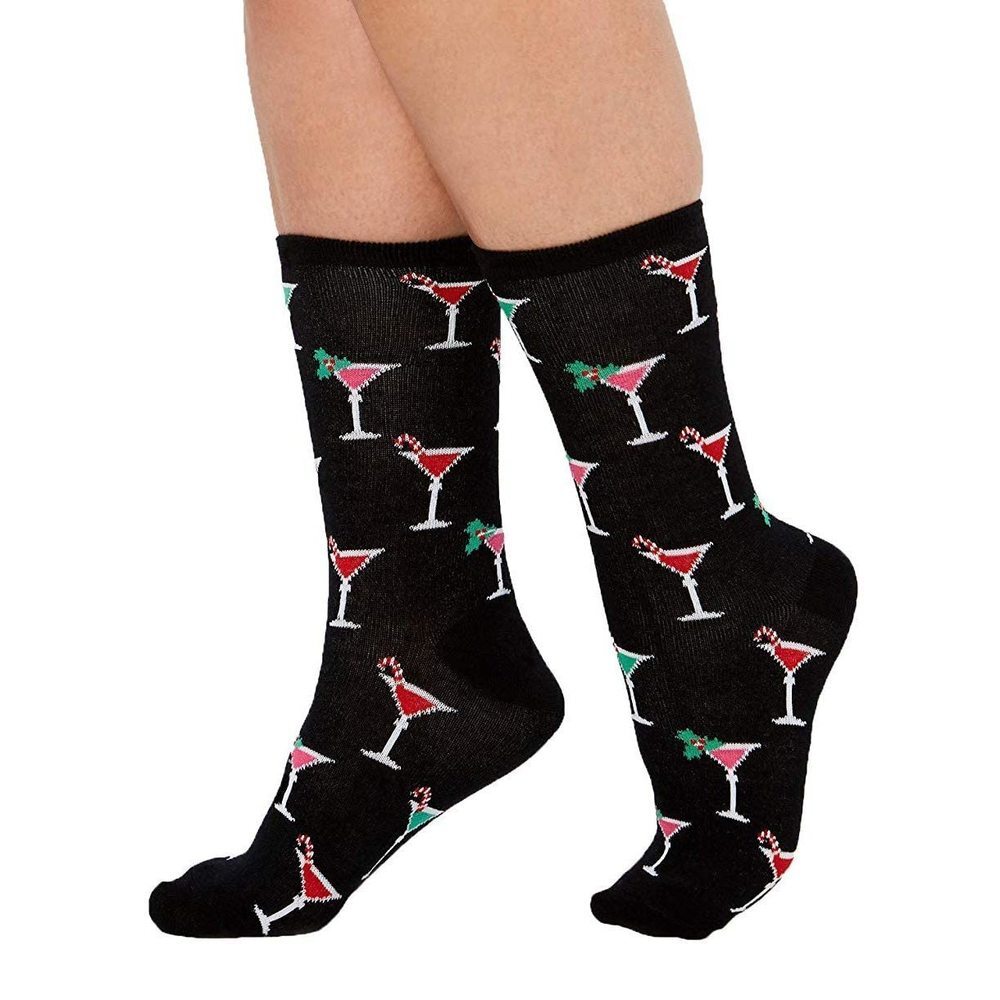 Charter Club Women's Beverage Socks, Black, One Size
